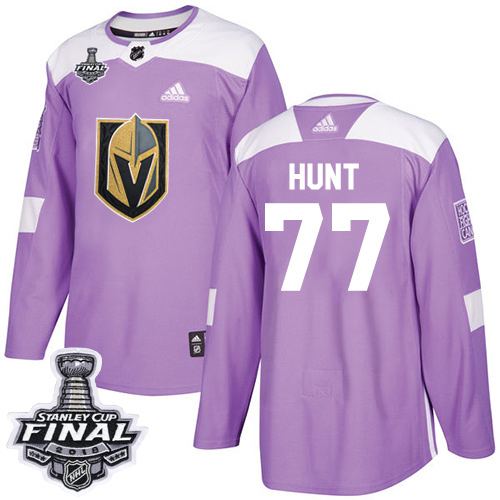 Adidas Golden Knights #77 Brad Hunt Purple Authentic Fights Cancer 2018 Stanley Cup Final Stitched NHL Jersey